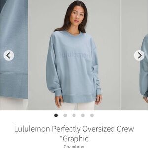 Lululemon Perfectly Oversized Crew Graphic Chambray Blue Size 12